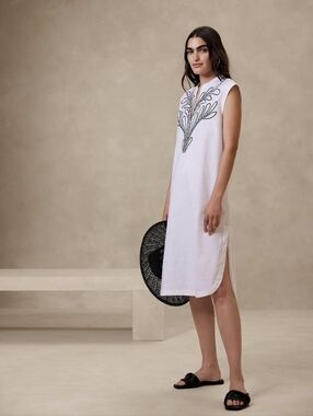 NWT BANANA REPUBLIC FACTORY Embroidered MIDI Shift Dress Sz S